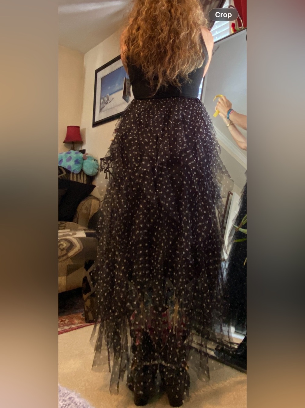 The black polka dot tiered tulle maxi dress Skirt was only wore for the picture - Picture 2 of 6